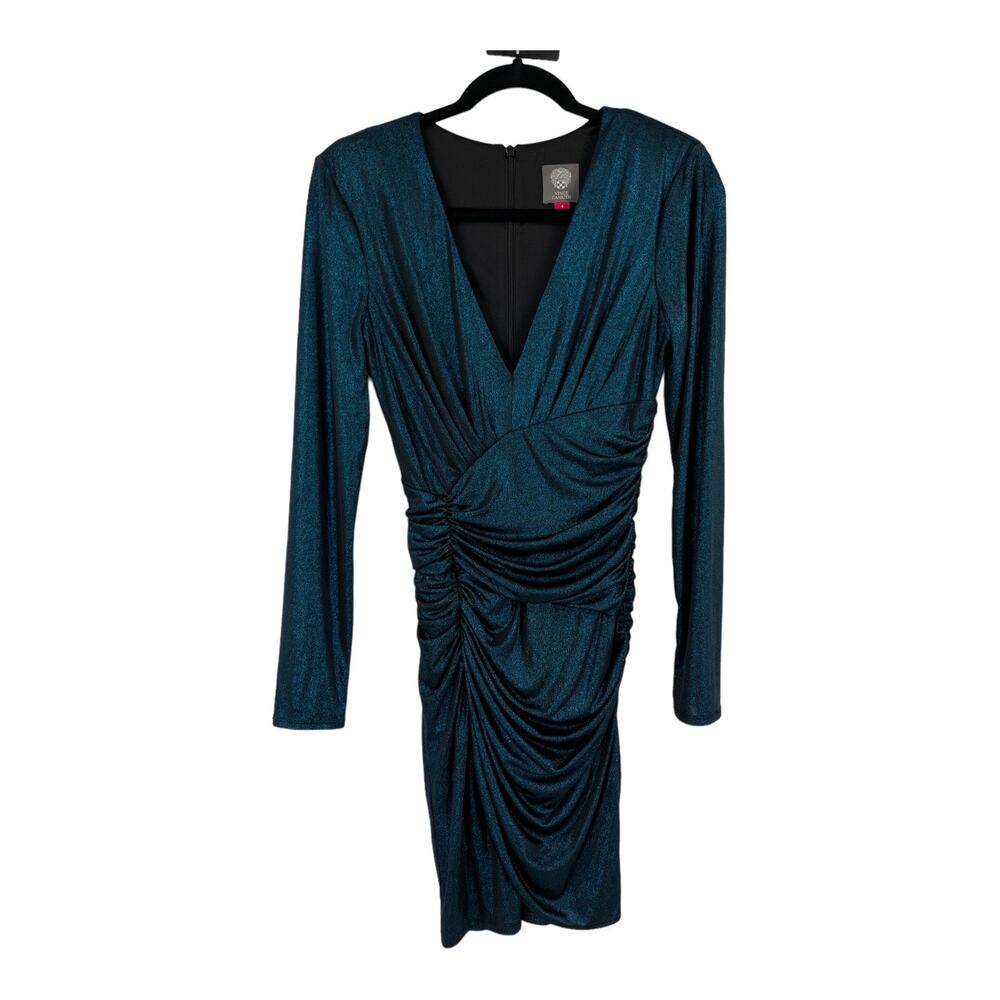 Vince Camuto dress Ruched faux wrap bodycon size 4 - Picture 2 of 7